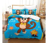 QRWEW 3D, Imprimé Monkey Parure De Lit Microfibre Super Douce Et Respirante Set De Housse De Couette 3 Pièces Et Taie d'oreiller King（220x240cm）