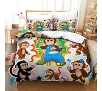 QRWEW 3D, Imprimé Monkey Parure De Lit Microfibre Super Douce Et Respirante Sets De Housses De Couettes 3 Pièces Et Taie d'oreiller King（220x240cm）