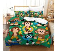 QRWEW Monkey 3D Housse De Couette pour Parure De Lit 3 Pièces pour Enfants Adolescents Garçons Housses De Couettes Microfibre avec Fermeture Éclair King（220x240cm）