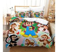 QRWEW Monkey Parure De Lit 3D,Microfibre Housse De Couette Et Taies d'oreiller,Fermeture Éclair,3 Pièces Ensemble De Literie Housses De Couettes King（220x240cm）