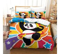 QRWEW Panda Housse De Couette, Parure De Lit avec Housse De Couettes Imprimée en 3D, Microfibre Housses De Couette, Fermeture Éclair Couette Sets King（220x240cm）