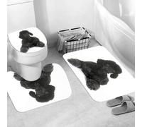 QRWOEAW Ensemble de Tapis de Bain 3 Pièces,Tapis de Salle de Bain Antidérapant et Lavable,Animal, Aquarelle numérique d'un Paon aux Plumes colorées, Oiseau décorat,avec Couvercle de WC pour Toilettes