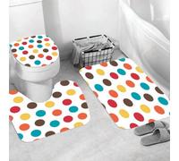 QRWOEAW Ensemble de Tapis de Bain 3 Pièces,Tapis de Salle de Bain Antidérapant et Lavable,Art représentant la Silhouette d'un Chat Noir et Une Empreinte de Patte s,avec Couvercle de WC pour Toilettes