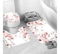 QRWOEAW Ensemble de Tapis de Bain 3 Pièces,Tapis de Salle de Bain Antidérapant et Lavable,Collection d'espèces de Requins, Requin-Baleine Bronze,avec Couvercle de WC pour Toilettes