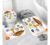 QRWOEAW Ensemble de Tapis de Bain 3 Pièces,Tapis de Salle de Bain Antidérapant et Lavable,Coloriage numérique, Grille, Noir et Blanc, encodage,avec Couvercle de WC pour Toilettes
