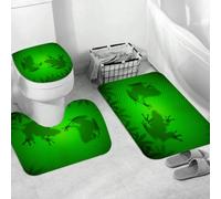 QRWOEAW Ensemble de Tapis de Bain 3 Pièces,Tapis de Salle de Bain Antidérapant et Lavable,Décoration Animale, Ensemble bébé Hippocampe Plongeant et nageant, Jeune,avec Couvercle de WC pour Toilettes