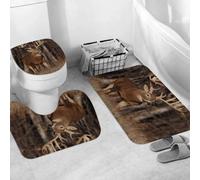 QRWOEAW Ensemble de Tapis de Bain 3 Pièces,Tapis de Salle de Bain Antidérapant et Lavable,Fond Abstrait Flou représentant des Requins,avec Couvercle de WC pour Toilettes
