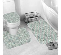 QRWOEAW Ensemble de Tapis de Bain 3 Pièces,Tapis de Salle de Bain Antidérapant et Lavable,Jeune Fille Africaine présentant Une Robe confectionnée dans des Tissus a,avec Couvercle de WC pour Toilettes
