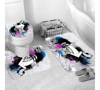 QRWOEAW Ensemble de Tapis de Bain 3 Pièces,Tapis de Salle de Bain Antidérapant et Lavable,Le Mois de l'histoire des Noirs célèbre la diversité et la fierté de la c,avec Couvercle de WC pour Toilettes