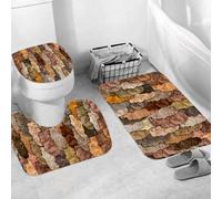 QRWOEAW Ensemble de Tapis de Bain 3 Pièces,Tapis de Salle de Bain Antidérapant et Lavable,Le Mois de l'histoire des Noirs célèbre la diversité et la fierté de la c,avec Couvercle de WC pour Toilettes