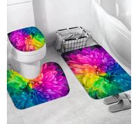 QRWOEAW Ensemble de Tapis de Bain 3 Pièces,Tapis de Salle de Bain Antidérapant et Lavable,Magnifique Pégase Arc-en-Ciel. Un Cheval ailé. Objets isolés sur Fond Bla,avec Couvercle de WC pour Toilettes