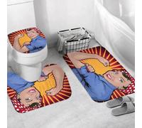 QRWOEAW Ensemble de Tapis de Bain 3 Pièces,Tapis de Salle de Bain Antidérapant et Lavable,Papillons et Note Manuscrite. Aquarelle.,avec Couvercle de WC pour Toilettes