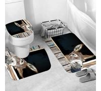 QRWOEAW Ensemble de Tapis de Bain 3 Pièces,Tapis de Salle de Bain Antidérapant et Lavable,Un Chasseur Elfe Brutal, armé d'une Glaive, se Dresse fièrement sur Une c,avec Couvercle de WC pour Toilettes