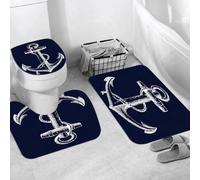QRWOEAW Ensemble de Tapis de Bain 3 Pièces,Tapis de Salle de Bain Antidérapant et Lavable,Vue panoramique en Noir et Blanc de la métropole du Pont de la Baie de Sa,avec Couvercle de WC pour Toilettes
