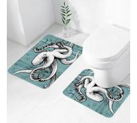 QRWOEAW Lot de 2 Tapis Salle de Bain,Tapis WC Contour et Tapis de Bain,Art de l'espace, Univers Abstrait, nébuleuse, Galaxie, Chakra, Infini, psyché,Microfibre Tapis de Douche antidérapant