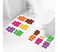 QRWOEAW Lot de 2 Tapis Salle de Bain,Tapis WC Contour et Tapis de Bain,Ensemble de Coquillages décoratifs, hippocampes, Tortues, étoiles de mer et coraux,Microfibre Tapis de Douche antidérapant