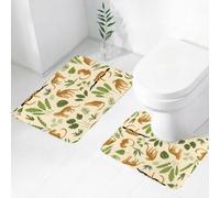 QRWOEAW Lot de 2 Tapis Salle de Bain,Tapis WC Contour et Tapis de Bain,Guépard et Ses Deux Petits Plus âgés, Masai Mara, Kenya,Microfibre Tapis de Douche antidérapant