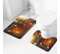QRWOEAW Lot de 2 Tapis Salle de Bain,Tapis WC Contour et Tapis de Bain,Image céleste d'une planètestellaire : Saturne et Ses Satellites,Microfibre Tapis de Douche antidérapant