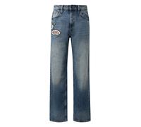 QS Jean bleu denim / bordeaux / noir / blanc, Taille 32 Longueur 34
