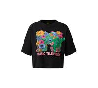 QS T-shirt bleu clair / citron vert / rose ancienne / noir, Taille S