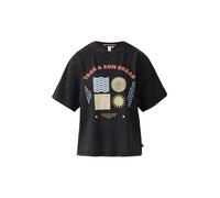 QS T-shirt bleu clair / vert clair / orange / noir, Taille M