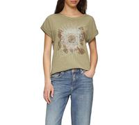 QS T-Shirt surdimensionné Aspect délavé avec imprimé sur Le Devant, Vert Sapin, XXL