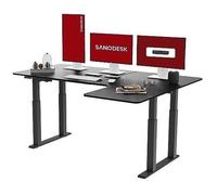 QS2 Bureau Assis Debout - 2 Moteur Electrique avec 4 Pieds, 4 Emplacements de Mémoire, 180x110, Noir
