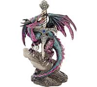 Qs92707 Dragon Blade Statue 9 X 12.5 X 20.5 Cm Multi-Coloured