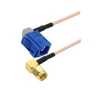 QSBVSO 1 PCS Blue Fakra C mâle à SMA Bouchon d'angle droit masculin Rf Coaxial Rg316 Navigation de voiture de la cochon GPS Câble d'extension de l'adaptateur d'antenne(SMAM90 to Fakra CF90,1.5M)