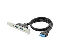 QSBVSO 2/4 Ports USB Câble de Support, Carte mère de Support USB 2.0 9Pin à 2 x Adaptateur Femelle, USB 3.0 2 0Pin en-tête à 2 Ports USB 3 Séparateur(0.3m,2 Port USB 3.0 Black)