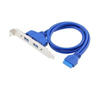 QSBVSO 2/4 Ports USB Câble de Support, Carte mère de Support USB 2.0 9Pin à 2 x Adaptateur Femelle, USB 3.0 2 0Pin en-tête à 2 Ports USB 3 Séparateur(0.5m,2 Port USB 3.0 Blue)