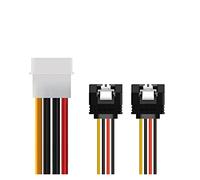 QSBVSO 6 Pouces Molex 4-Pins Lp4 Mâle à SATA 15 -pins Cordon de câble de convecteur d'adaptateur Secteur Compatible with ATX 12V / 5V et Disque Dur HDD/SSD(to 2X SATA w Latch)