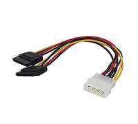 QSBVSO 8 Pouces Molex 4 Broche mâle à Angle Droit 2X SATA Câble d'adaptateur de convertisseur Y-Splitter Y-Splitter de Puissance à 15 Broches, ATX 12V / 5V & HDD/SSD Utiliser(15cm,to 2xSATA)