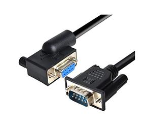 QSBVSO DB9 Câble parallèle mâle à Femelle Gauche à Angle Droit d'extension de l'ordinateur de câble de câble de Montage 5ft Compatible avec Le Modem du Scanner POS, etc.(Right Angled)