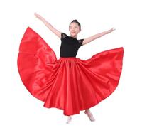 QSCTYG Ceinture Danse Orientale 10Colors Costumes de Danse du Ventre for Enfants for Enfants Jupe de Satin de Danse au Ventre 596 (Color : Red, Size : 130-150cm Height)