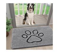 QSCTYG Paillasson for Pattes De Chien Boueuses, Ultra Absorbant, en Chenille, Motif Empreinte Patte, Antidérapant, Séchage Rapide, Lavable(Grey,51x76cm)