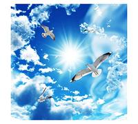 QSCTYG Papier Peint Auto-Adhésif Mural Zénith de Plafond personnalisé 3D Stéréo bleu ciel Blanc Paysage Nature Colombe Photo Mural Plafond Fonds d'écran 66
