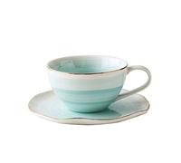QSCTYG Service à Café Marbre Rose de Lait en céramique Tasse de thé de café avec octogonal Forme Soucoupe plaqué Or Plateau thé Pot Drinkware Set ami Cadeaux 31 (Color : Blue)