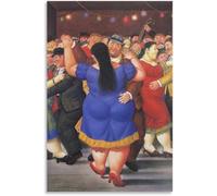 QSDTGHUIKP Affiche du couple gras de Fernando Botero Peinture Art Fernando Botero Imprimés muraux Tableau abstrait sur toile pour la décoration de salle de bain 16x24inx1 sans cadre