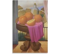 QSDTGHUIKP Affiches de Fernando Botero《Nature morte devant le balcon 》Peinture murale de Fernando Botero Peinture esthétique sur toile pour la décoration intérieure 40x50cm Sans cadre