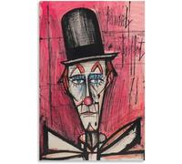 QSDTGHUIKP Bernard Buffet Peinture Sur Toile《Clown Sur Fond Rose 》Art Mural Bernard Buffet Affiche Impressions Abstraites Pour La Maison Photo Décor 50x70cm Sans Cadre