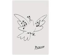 QSDTGHUIKP Colombe de la paix de Pablo Picasso Affiche Cubisme Peinture sur toile Art mural abstrait en lignes Tableau Gravures de Pablo Picasso pour la décoration intérieure 16x24 pouces sans cadre