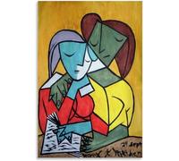 QSDTGHUIKP Deux filles lisant de Pablo Picasso Affiche et estampes Peinture de Pablo Picasso Toile Art mural vintage Tableau cubiste pour la décoration intérieure 16x24 pouces Sans cadre