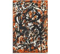 QSDTGHUIKP Estampes de Jackson Pollock Affiche aux lignes noires rouges de Jackson Pollock Art mural sans titre Peinture abstraite sur toile pour décoration intérieure Tableau 16x20 pouces sans cadre