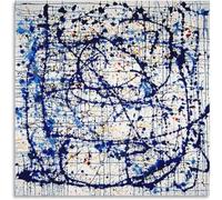 QSDTGHUIKP Estampes de Jackson Pollock Affiche de lignes bleu marine de Jackson Pollock Art mural sans titre Peinture abstraite sur toile pour la déco intérieure Tableau 30x30cm sans cadre