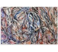 QSDTGHUIKP Estampes de Jackson Pollock Affiche de lignes gris-bleues de Jackson Pollock Art mural sans titre Peinture abstraite sur toile pour décoration intérieure Tableau 16x20 pouces sans cadre