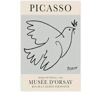QSDTGHUIKP La colombe de Pablo Picasso Affiche Lignes minimalistes Peinture sur toile Art mural d’animaux Image de Pablo Picasso Gravures de bureau 16x24 pouces sans cadre