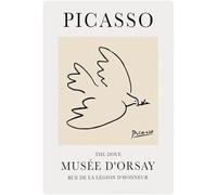 QSDTGHUIKP La colombe de Pablo Picasso Affiche Lignes minimalistes Toile Peinture murale d’animaux Tableau de Pablo Picasso Gravures pour la déco intérieure 16x24 pouces sans cadre