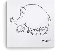 QSDTGHUIKP Mère cochon avec des porcelets de Pablo Picasso Affiche et gravures Peinture sur toile Pablo Picasso Art mural vintage Tableau de décoration intérieure 20x20 pouces sans cadre