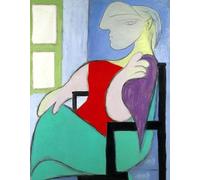 QSDTGHUIKP Pablo Picasso Affiche 《Femme assise près de la fenêtre》Peinture Art mural abstrait Pablo Picasso Impressions sur toile pour la maison Photo Decor 60x80cm Sans cadre